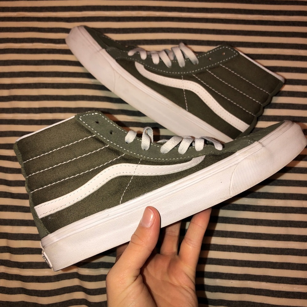 dark green swede high top Vans